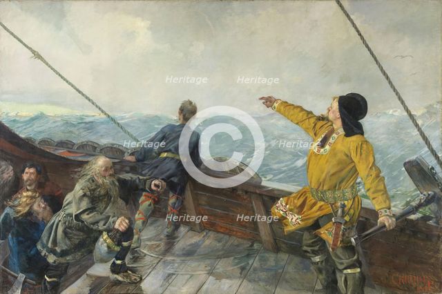 Leiv Eiriksson discovering America, 1893. Creator: Christian Krohg.