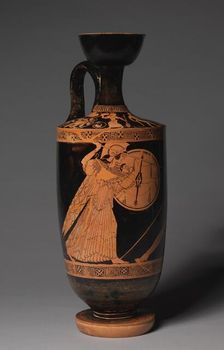 Lekythos, c. 490 BC. Creator: Painter of Goluchow 37 (Greek, -530--450), attributed to ; Berlin Painter (Ancient Greek, -540--445), attributed to