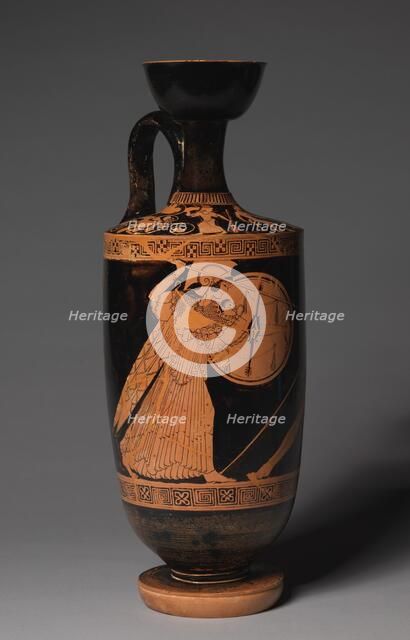 Lekythos, c. 490 BC. Creator: Painter of Goluchow 37 (Greek, -530--450), attributed to ; Berlin Painter (Ancient Greek, -540--445), attributed to.