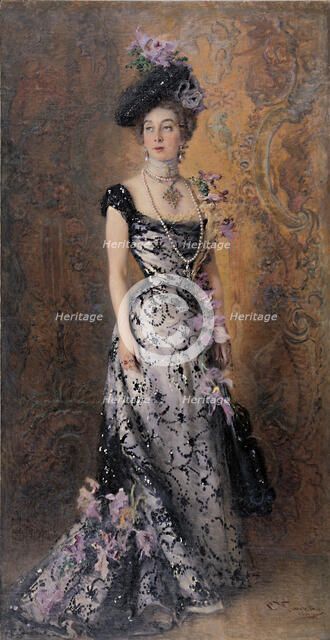 L'élégante aux orchidées, 1900. Artist: Makovsky, Konstantin Yegorovich (1839-1915)