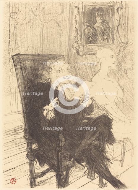 Leloir and Moreno in "Les femmes savantes" (Leloir et Moreno dans "Les femmes savantes"), 1894. Creator: Henri de Toulouse-Lautrec.