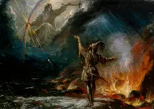 Lemminkäinen at the Fiery Lake, sketch, 1867. Creator: Robert Wilhelm Ekman