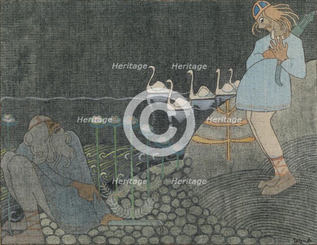 Lemminkäinen and the Cowherd, 1919-1920. Creator: Joseph Alanen.