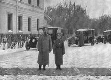 L'empereur et son fils, le prince heritier Nicolas Nicolaivitch, au Grand Quartier General..., 1915 Creator: Pierre Ctsoup