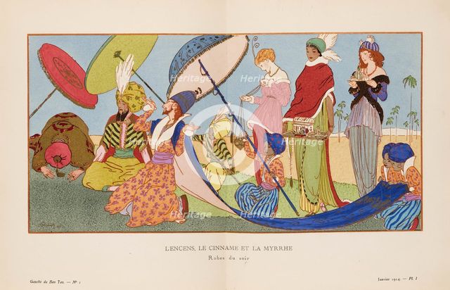 L'Encens, Le Cinname et la Myrrhe. Robes du soir (La Gazette du Bon ton), 1914. Creator: Strimpl, Ludwik (1880-193).