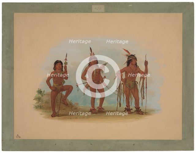 Lengua Medicine Man with Two Warriors, 1854/1869. Creator: George Catlin.