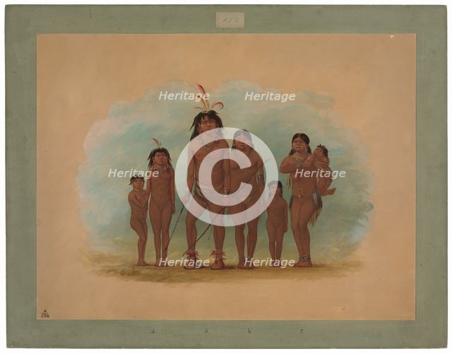 Lengua Chief, His Two Wives, and Four Children, 1854/1869. Creator: George Catlin.