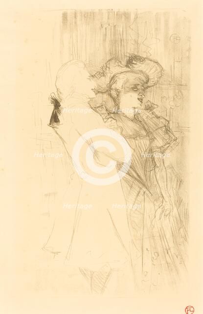 Lender and Auguez in "La chanson de fortunio" (Lender et Auguez dans "La chanson...), 1895. Creator: Henri de Toulouse-Lautrec.