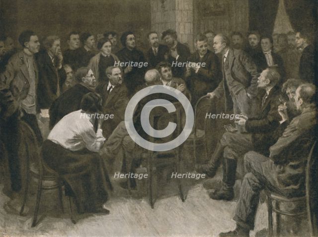 'Lenin Debating with the Narodnik Vorontsov (1894)', (1939). Creator: Aleksandr Viktorovic Moravov.