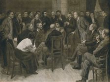 Lenin Debating with the Narodnik Vorontsov (1894) (1939). Creator: Aleksandr Viktorovic Moravov