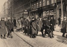 Lenin in Stockholm with Ture Nerman and Carl Lindhagen on 13 April 1917, 1917. Artist: Malmström, Axel (1872-1945)