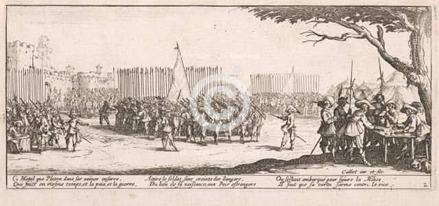 L'Enrolement des troupes (Enrolling the Troops), 1633. Creator: Jacques Callot.