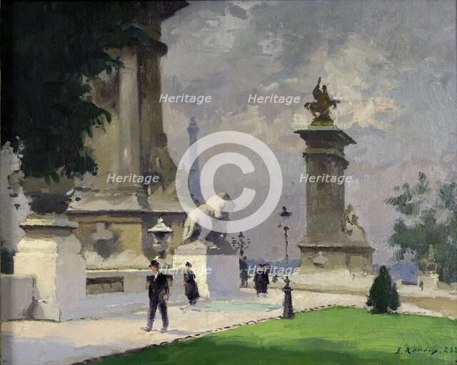 L'Entrée du Pont Alexandre III, 1920. Creator: Jules Ernest Renoux.