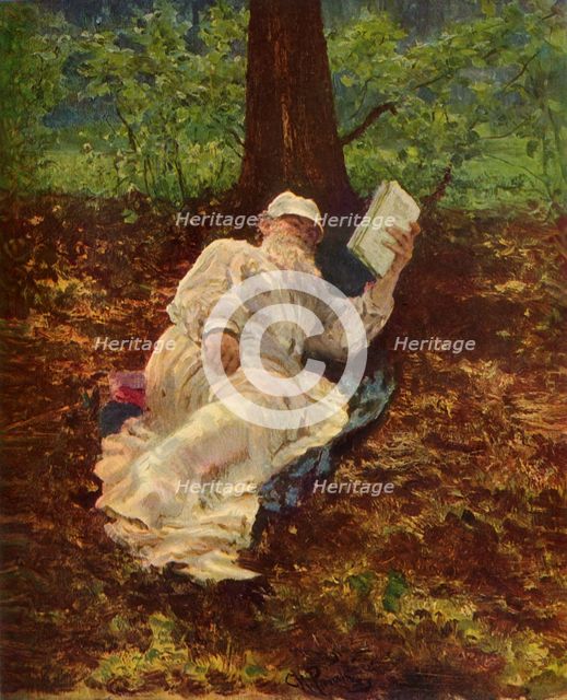 'Leo Nikolayevich Tolstoy takes a Rest in the Woods', 1891, (1965).  Creator: Il'ya Repin.