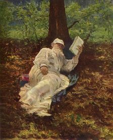 Leo Nikolayevich Tolstoy takes a Rest in the Woods 1891, (1965). Creator: Il'ya Repin