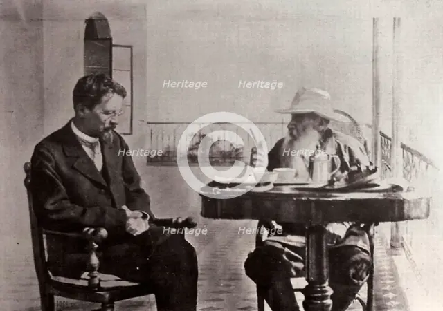 Leo Tolstoy and Anton Chekhov, Russian authors, 1902. Artist: Sophia Tolstaya