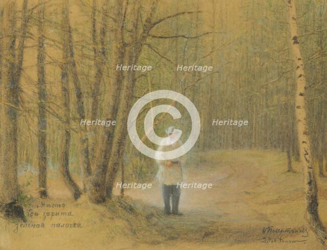 Leo Tolstoy in the forest.
