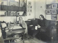 Leo Tolstoy with his secretary Vladimir Chertkov at the Yasnaya Polyana on 29 March 1909, 1909