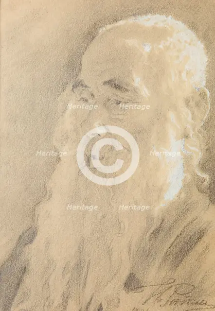 Leo Tolstoy. Yasnaya Polyana, 1891. Creator: Repin, Ilya Yefimovich (1844-1930).