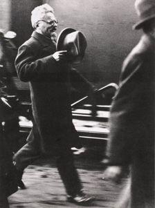 Leon Trotsky, exiled Russian Communist leader, arriving in Paris, c1933. Creator: Unknown