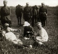 Leon Trotsky with his wife in the Caucasus, 1929