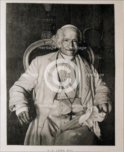 Leon XIII, Vincenzo Gioacchino Pecci (1810-1903), pope from 1878-1903, engraving in the 'Ilustrac…