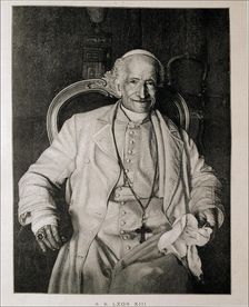 Leon XIII, Vincenzo Gioacchino Pecci (1810-1903), pope from 1878-1903, engraving in the Ilustrac…