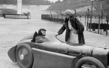 Leon Cushman's Austin 7 racer at Brooklands for a speed record attempt, 8 August 1931. Artist: Bill Brunell