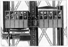 Leon Edoux's elevators (lifts) at the Eiffel Tower, Paris, 1889