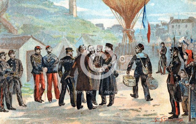 Leon Gambetta, French politician about to escape besieged Paris, Franco-Prussian War, 1870. Artist: Unknown