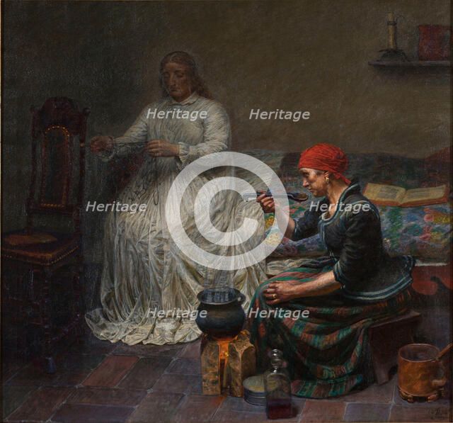 Leonora Christina in the Blue Tower. Cooking porridge. Artist: Zahrtmann, Kristian (1843-1917)