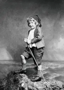 Leonard Schuster standing on a rock, facing left, 1893. Creators: Frank Meadow Sutcliffe, Arthur Schuster