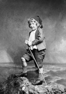 Leonard Schuster standing on a rock, facing left, 1893. Creators: Frank Meadow Sutcliffe, Arthur Schuster