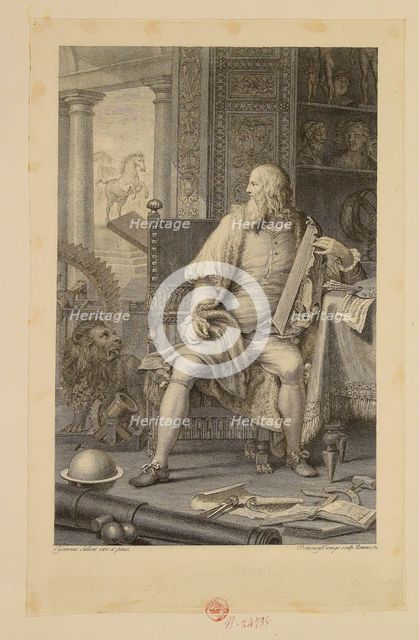 Leonardo da Vinci in his study, 1782. Creator: Cunego, Domenico (1727-1803).