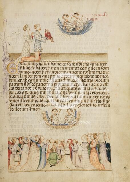 Leone Otasso and His Wife Presenting Their Sick Son to Saints Aimo and Vermondo..., about 1400. Creator: Anovelo da Imbonate.