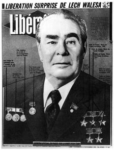 Leonid Brezhnev, Soviet leader, cover of Liberation, 1982