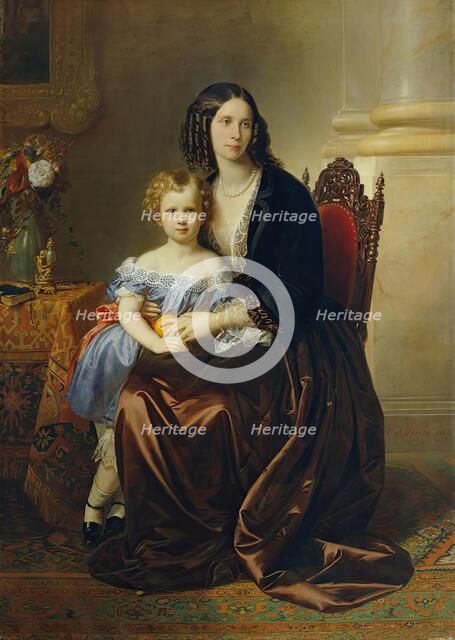 Leonie Countess Lanckoronska, née Countess Potocka, with her son Karl, 1852. Creator: Carl von Blaas.