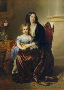 Leonie Countess Lanckoronska, née Countess Potocka, with her son Karl, 1852. Creator: Carl von Blaas