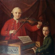 Leopold and Wolfgang Mozart, c1765. Creator: Anonymous