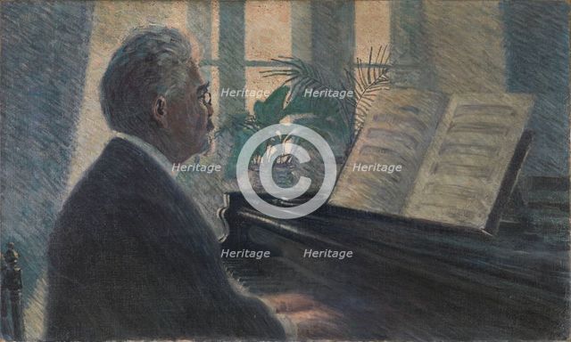 Leopold Czihaczek at the piano, 1907. Creator: Schiele, Egon (1890-1918).