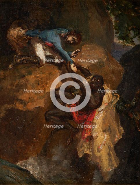 Leopold d'Auverney, the dog Rask and Habibrah (Bug - Jargal), c.1826. Creator: Unknown.