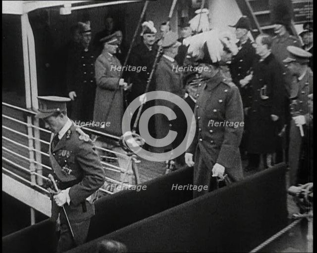 Leopold, His Royal Highness the Duke of Brabant, Prince of Belgium with Albert I, King of..., 1930s. Creator: British Pathe Ltd.