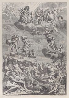 Leopold I of Austria as Jupiter with his wife enthroned in the clouds, looking down..., ca. 1659-82. Creator: Mathäus Küsel