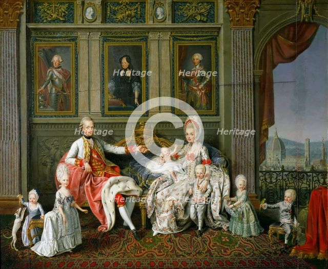 Leopold I, Grand Duke of Tuscany with his wife Maria Luisa and their children, 1773. Artist: Werlin (Verlin), Wenzel (Venceslao) (1730-1780)