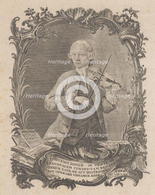 Leopold Mozart playing the violin, 1756. Creator: J.A Friedrich.