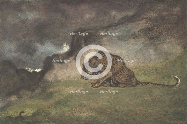 Leopard Watching Serpent, 1810-75. Creator: Antoine-Louis Barye.