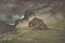 Leopard Watching Serpent, 1810-75. Creator: Antoine-Louis Barye