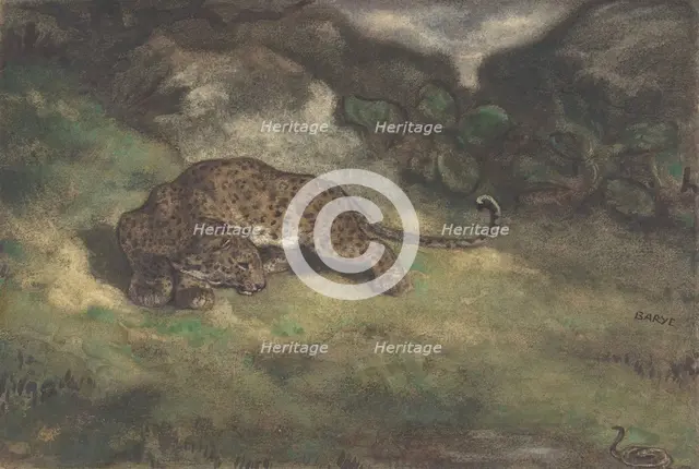 Leopard and Serpent, 1810-75. Creator: Antoine-Louis Barye.