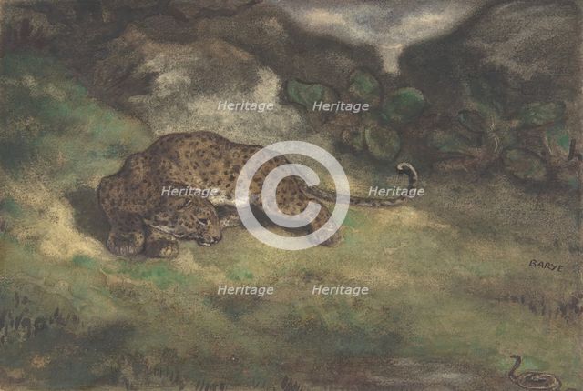 Leopard and Serpent, 1810-75. Creator: Antoine-Louis Barye.