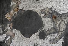Leopard hunt, detail from mosaic pavement in the Great Palace of Constantinople, 4th-6th century. Creator: Unknown